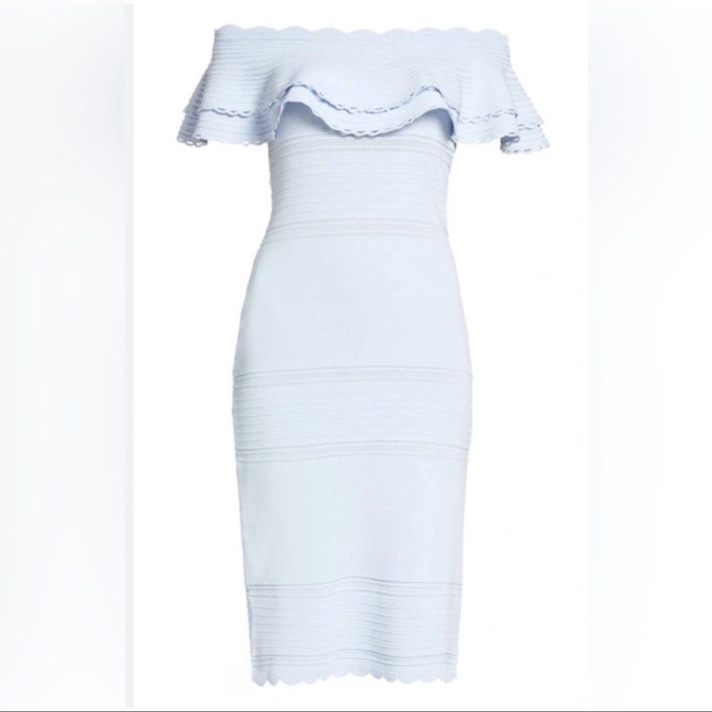 Eliza J off the shoulder ruffle dress - Baby blue